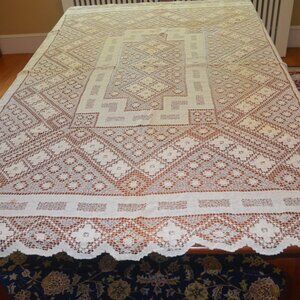 Cream colored Crochet TableCloth 60" x 78"